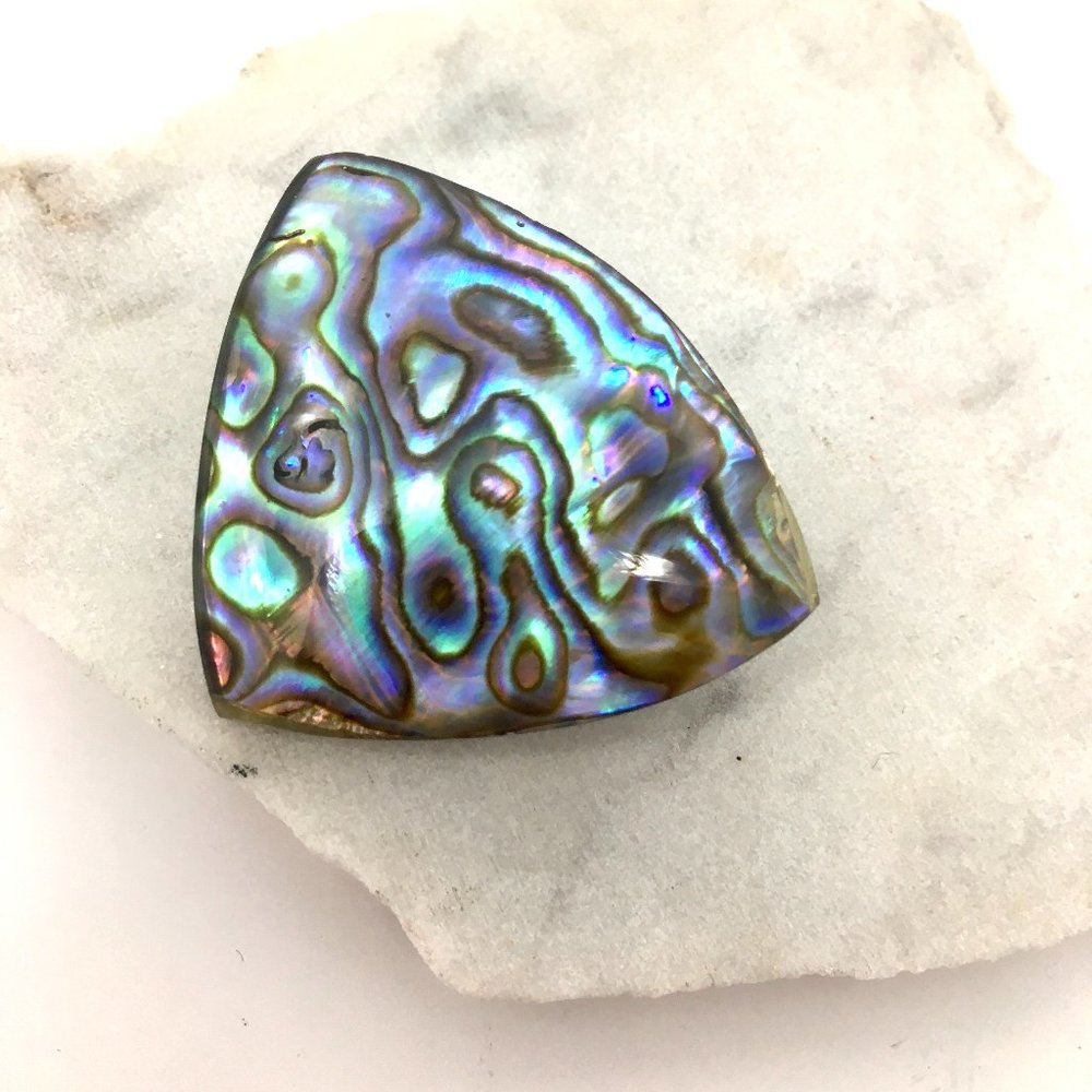 Vintage Triangular Abalone Shell Resin Coated Pin… - image 1